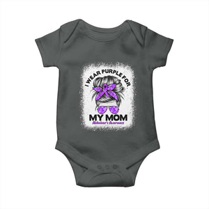 I Wear Purple For My Mom Baby Onesie Alzheimers Awareness Messy Bun Graphic