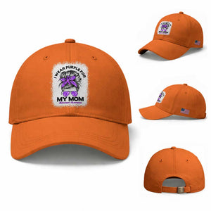 I Wear Purple For My Mom Baseball Cap Alzheimers Awareness Messy Bun Graphic