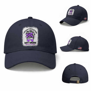 I Wear Purple For My Mom Baseball Cap Alzheimers Awareness Messy Bun Graphic