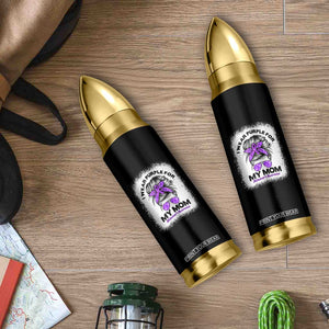 I Wear Purple For My Mom Bullet Tumbler Alzheimers Awareness Messy Bun Graphic