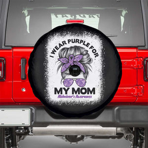 I Wear Purple For My Mom Spare Tire Cover Alzheimers Awareness Messy Bun Graphic
