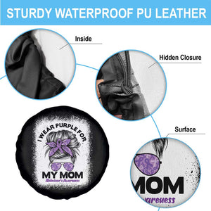 I Wear Purple For My Mom Spare Tire Cover Alzheimers Awareness Messy Bun Graphic