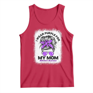I Wear Purple For My Mom Tank Top Alzheimers Awareness Messy Bun Graphic