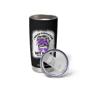 I Wear Purple For My Mom Tumbler Cup Alzheimers Awareness Messy Bun Graphic
