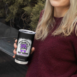 I Wear Purple For My Mom Tumbler Cup Alzheimers Awareness Messy Bun Graphic