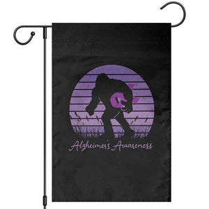 Vintage Bigfoot Alzheimers Awareness Garden Flag Purple Ribbon Support Graphic