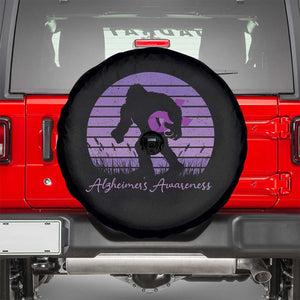 Vintage Bigfoot Alzheimers Awareness Spare Tire Cover Purple Ribbon Support Graphic