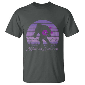 Vintage Bigfoot Alzheimers Awareness T Shirt Purple Ribbon Support Graphic
