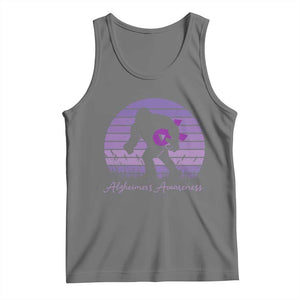 Vintage Bigfoot Alzheimers Awareness Tank Top Purple Ribbon Support Graphic
