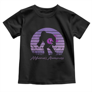 Vintage Bigfoot Alzheimers Awareness Toddler T Shirt Purple Ribbon Support Graphic
