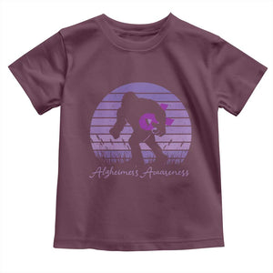 Vintage Bigfoot Alzheimers Awareness Toddler T Shirt Purple Ribbon Support Graphic