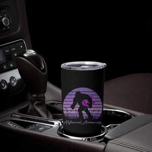 Vintage Bigfoot Alzheimers Awareness Tumbler Cup Purple Ribbon Support Graphic