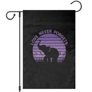 Alzheimer's Awareness Support Garden Flag Vintage Elephant Love Never Forgets
