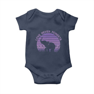 Alzheimer's Awareness Support Baby Onesie Vintage Elephant Love Never Forgets