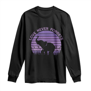 Alzheimer's Awareness Support Long Sleeve Shirt Vintage Elephant Love Never Forgets