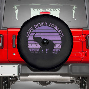 Alzheimer's Awareness Support Spare Tire Cover Vintage Elephant Love Never Forgets