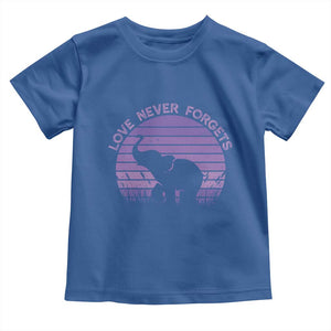 Alzheimer's Awareness Support Toddler T Shirt Vintage Elephant Love Never Forgets