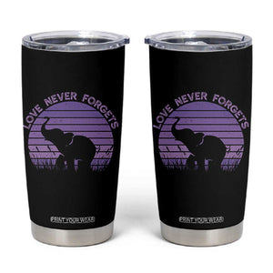 Alzheimer's Awareness Support Tumbler Cup Vintage Elephant Love Never Forgets