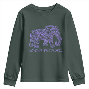 Love Never Forgets Elephant Mandala Youth Sweatshirt Animal Lover Gift