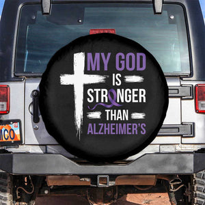 My God Is Stronger Than Alzheimers Spare Tire Cover Christian Purple Ribbon Faith Support