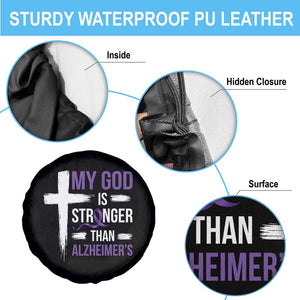 My God Is Stronger Than Alzheimers Spare Tire Cover Christian Purple Ribbon Faith Support