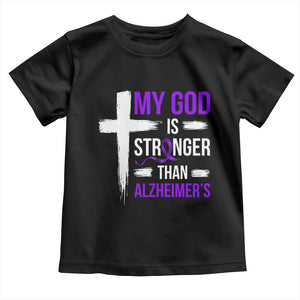 My God Is Stronger Than Alzheimers Toddler T Shirt Christian Purple Ribbon Faith Support
