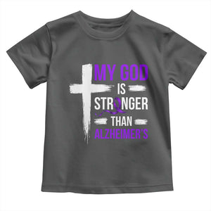 My God Is Stronger Than Alzheimers Toddler T Shirt Christian Purple Ribbon Faith Support