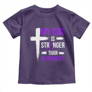 My God Is Stronger Than Alzheimers Toddler T Shirt Christian Purple Ribbon Faith Support