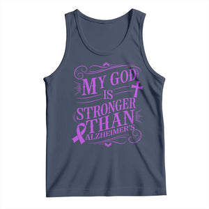 My God Is Stronger Than Alzheimers Tank Top Faith Hope Purple Ribbon Graphic