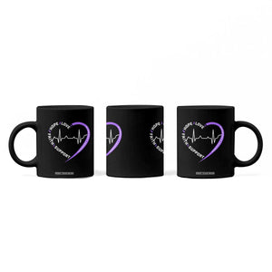 Alzheimers Awareness Heart Heartbeat Purple Ribbon Coffee Mug Hope Love Faith Support