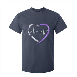 Alzheimers Awareness Heart Heartbeat Purple Ribbon T Shirt For Kid Hope Love Faith Support