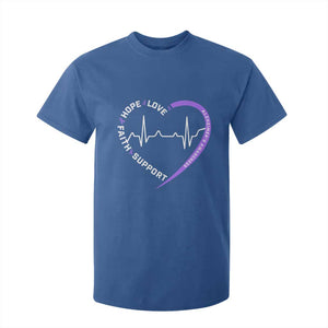 Alzheimers Awareness Heart Heartbeat Purple Ribbon T Shirt For Kid Hope Love Faith Support