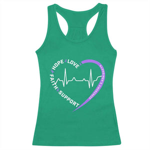 Alzheimers Awareness Heart Heartbeat Purple Ribbon Racerback Tank Top Hope Love Faith Support