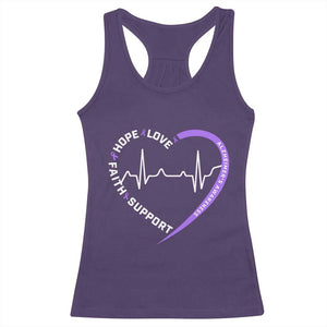 Alzheimers Awareness Heart Heartbeat Purple Ribbon Racerback Tank Top Hope Love Faith Support