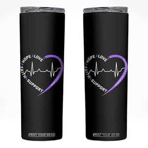Alzheimers Awareness Heart Heartbeat Purple Ribbon Skinny Tumbler Hope Love Faith Support