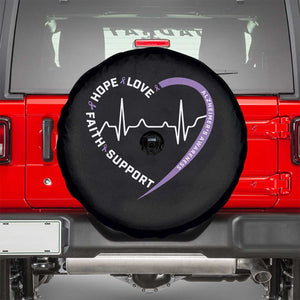 Alzheimers Awareness Heart Heartbeat Purple Ribbon Spare Tire Cover Hope Love Faith Support