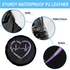 Alzheimers Awareness Heart Heartbeat Purple Ribbon Spare Tire Cover Hope Love Faith Support