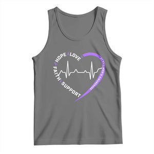 Alzheimers Awareness Heart Heartbeat Purple Ribbon Tank Top Hope Love Faith Support
