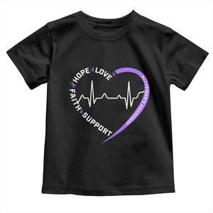 Alzheimers Awareness Heart Heartbeat Purple Ribbon Toddler T Shirt Hope Love Faith Support