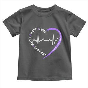Alzheimers Awareness Heart Heartbeat Purple Ribbon Toddler T Shirt Hope Love Faith Support