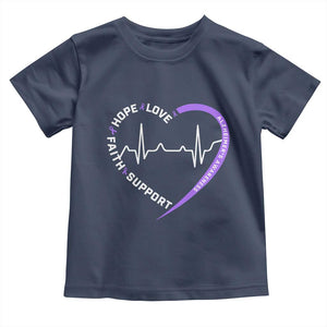Alzheimers Awareness Heart Heartbeat Purple Ribbon Toddler T Shirt Hope Love Faith Support