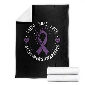 Faith Hope Love Purple Ribbon Throw Blanket End Alzheimers Butterfly Graphic