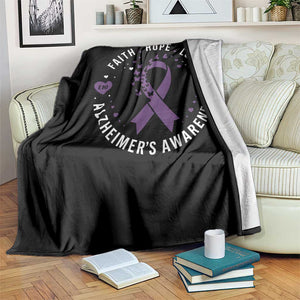Faith Hope Love Purple Ribbon Throw Blanket End Alzheimers Butterfly Graphic