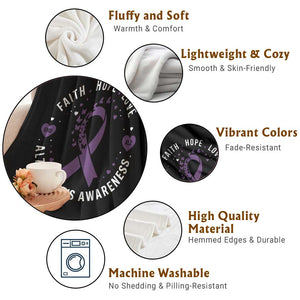 Faith Hope Love Purple Ribbon Throw Blanket End Alzheimers Butterfly Graphic