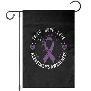 Faith Hope Love Purple Ribbon Garden Flag End Alzheimers Butterfly Graphic