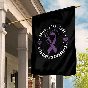 Faith Hope Love Purple Ribbon Garden Flag End Alzheimers Butterfly Graphic