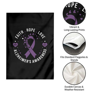 Faith Hope Love Purple Ribbon Garden Flag End Alzheimers Butterfly Graphic