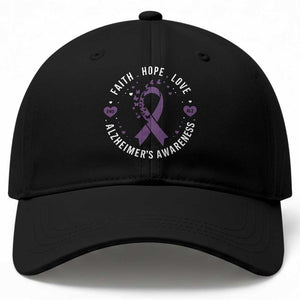 Faith Hope Love Purple Ribbon Baseball Cap End Alzheimers Butterfly Graphic