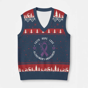 Faith Hope Love Purple Ribbon V-Neck Knit Sweater Vest End Alzheimers Butterfly Graphic