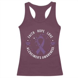Faith Hope Love Purple Ribbon Racerback Tank Top End Alzheimers Butterfly Graphic